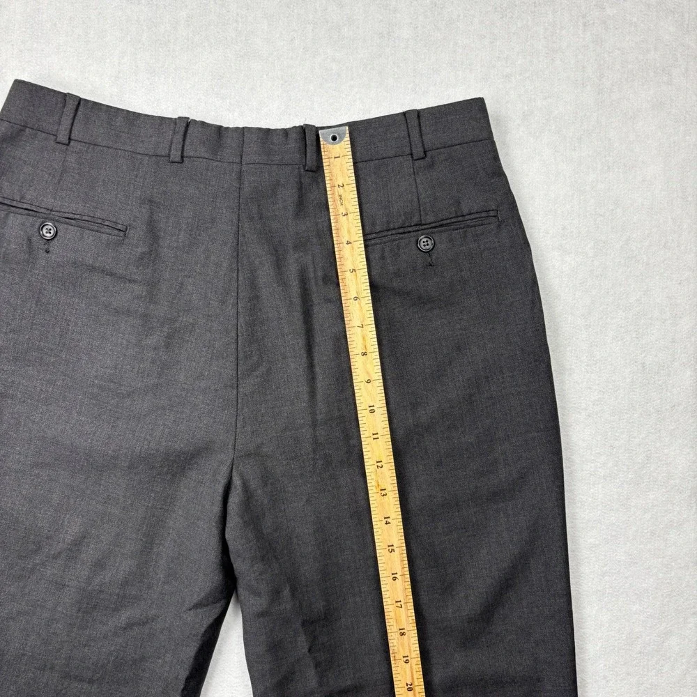 Brooks Brothers Mens Charcoal Gray 100% Wool Pleated Cuffed Dress Pants 35x29